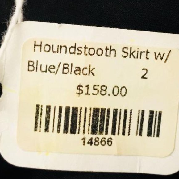 Julien Paris size 2  Runway Blue Black Houndstooth Midi Skirt NWT - Picture 4 of 7